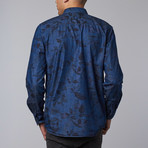 Harris Printed Denim Shirt // Indigo Sand Blast (M)