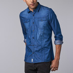 Darby Denim Shirt // Dark Stone Wash W/ Sandblast (S)