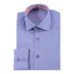 BERTIGO // Magic Jacquard Button-Up Shirt // Navy  Dot (M)
