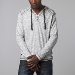 Long Sleeve Contrast Stitch Henley // Ecru (L)