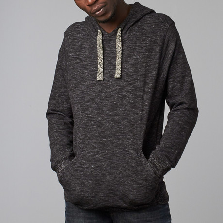 Marled Drawstring Hoodie Pullover // Black (S)