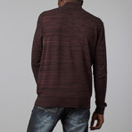 Marled Colorblocked Henley Funnel Neck // Burgundy (XL)