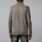 Mixed Texture Zip Henley Pullover // Dark Grey (2XL)