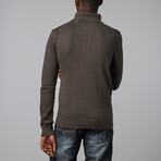 Mixed Texture Zip Henley Pullover // Olive (S)