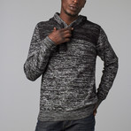 Marled Textured Pullover Hoodie // Black (L)