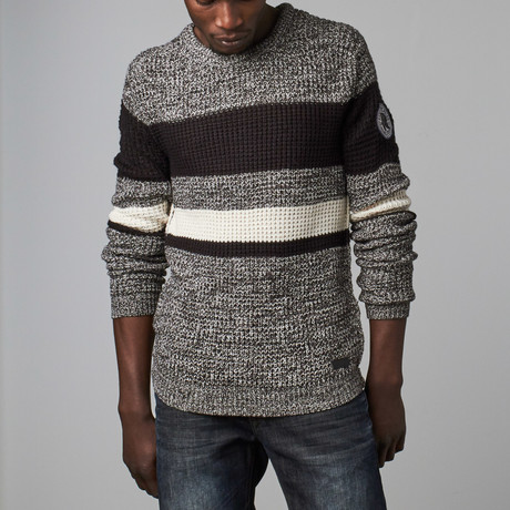 Mixed Knit Striped Sweater // Black (S)