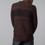 Marled Stripe Textured Sweater // Burgundy (2XL)