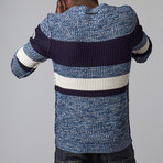 Mixed Knit Striped Sweater // Indigo (L)