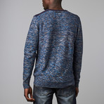 Blocked Shoulder Henley Sweater // Blue (L)