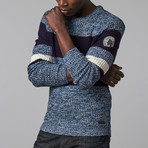 Mixed Knit Striped Sweater // Indigo (L)