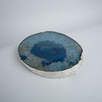 Agate Trivet + Silver Rim // Thick (Blue)