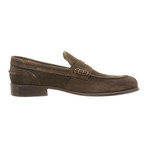 Alexander Trend // Split Toe Suede Penny Loafer // Dark Brown (Euro: 42)