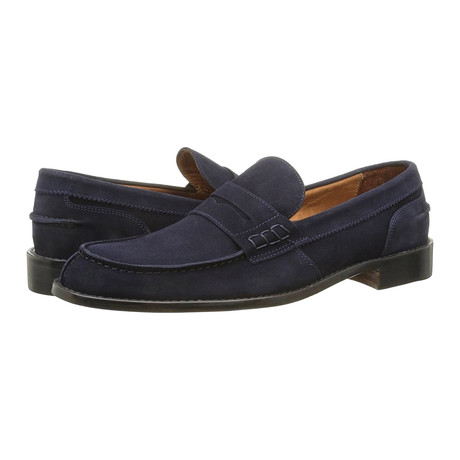 Alexander Trend // Split Toe Suede Penny Loafer // Blue (Euro: 39)