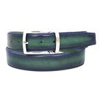 Dual Tone Leather Belt // Blue + Green (XL)