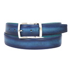 Dual Tone Leather Belt // Blue + Turquoise (L)