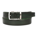 Hand-Painted Leather Belt // Dark Green (S)