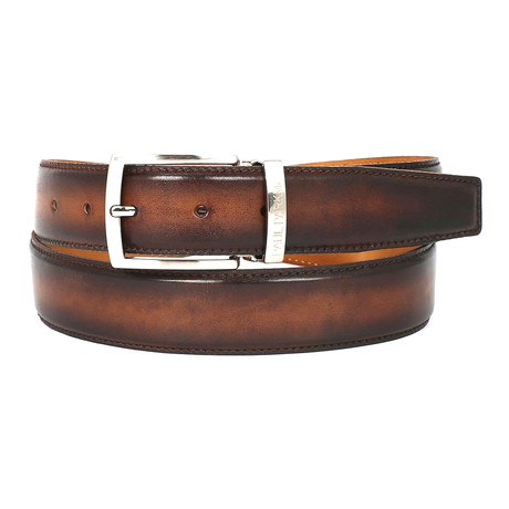Hand-Painted Leather Belt // Brown + Camel (S)