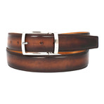 Hand-Painted Leather Belt // Brown + Camel (2XL)