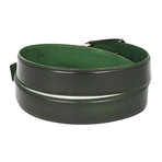 Hand-Painted Leather Belt // Dark Green (L)