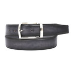 Dual Tone Leather Belt // Grey + Black (2XL)