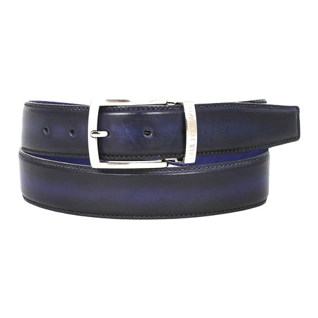 Dual Tone Leather Belt // Navy + Blue (S)