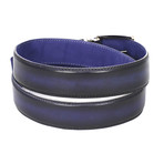 Dual Tone Leather Belt // Navy + Blue (2XL)