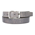 Crocodile Embossed Calfskin Leather Belt // Grey (2XL)