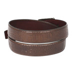 Crocodile Embossed Calfskin Leather Belt // Brown (XL)