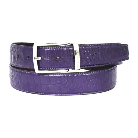 Crocodile Embossed Calfskin Leather Belt // Purple (S)