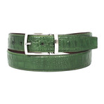 Crocodile Embossed Calfskin Leather Belt // Green (2XL)