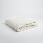 Chinchilla Stripe Cuddle Fur Throw/Blanket // Pearl (50"L x 65"W)