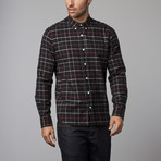 Plaid Claremont Button-Down Shirt // Black + Red (L)