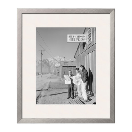 Roy Takeno And Group Reading Manzanar Paper (Pewter Frame)