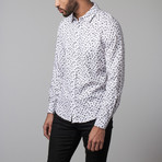 Printed Button-Down // White + Black (XL)