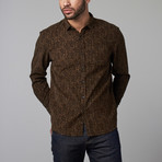 Paisley Micro Corduroy Button-Down Shirt // Brown (XL)