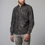 Distressed Button-Down Shirt // Black (2XL)
