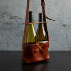 Leather Wine Carrier // Double // Cognac