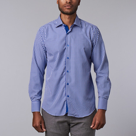 Geo Dress Shirt // Navy + White (S)