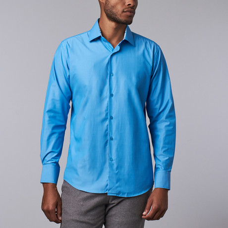 Contrast Trimmed Dress Shirt // Turquoise (S)