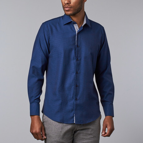 Contrast Trimmed Dress Shirt // Navy (S)