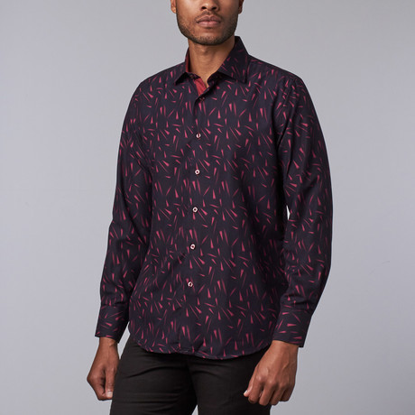 Printed Dress Shirt // Burgundy (S)