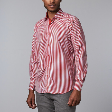 Geo Dress Shirt // Red + White (S)