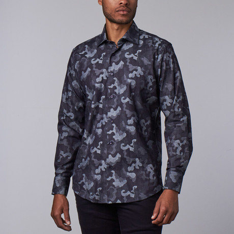 Printed Dress Shirt // Charcoal (S)