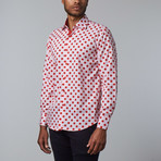 Polka Dot Dress Shirt // White + Red (S)