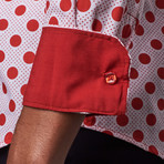 Polka Dot Dress Shirt // White + Red (S)