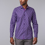 Polka Dot Dress Shirt // Purple + White (S)