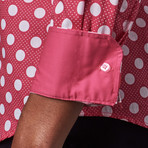 Polka Dot Dress Shirt // Pink + White (M)