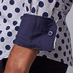 Polka Dot Dress Shirt // White + Navy (3XL)