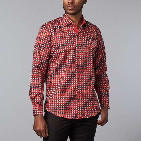 Printed Dress Shirt // Red (S)