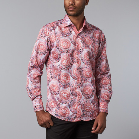 Printed Dress Shirt // Pink (S)